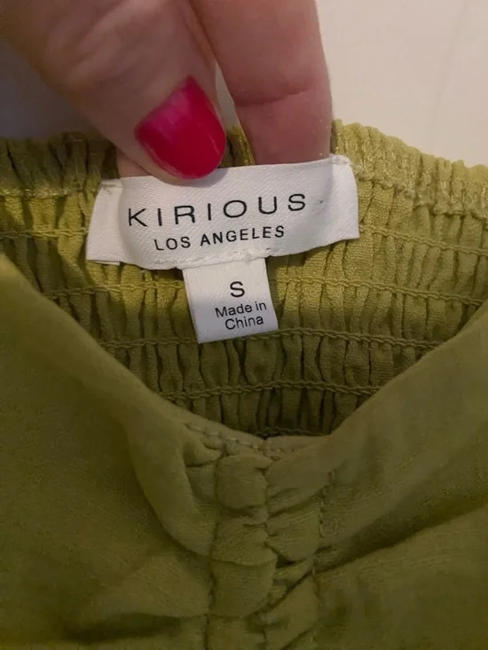 Light Olive Green Ruched Peplum Cami Top - Picture 2 of 3